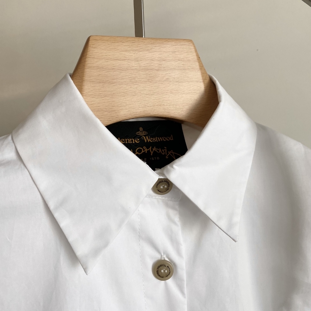 Vivienne Westwood Embroidered Oversized Batwing Sleeve Polo Collar Short Shirt